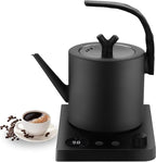 1.0L Gooseneck Electric Kettle with Temperature Control, 304 Stainless Steel Tea Kettle, Auto Shut-Off & 360° Smart Base, 800W Fast Boiling BPA-Free, Matte Black for Home/Office/Coffee/Tea
