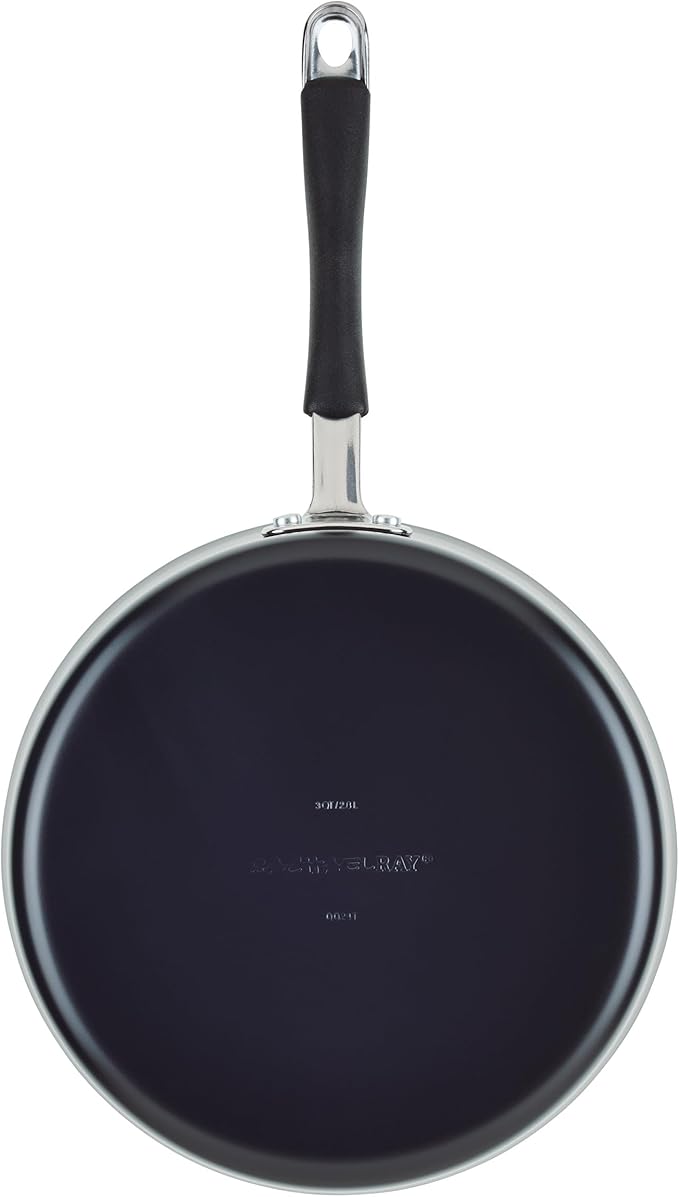 Rachael Ray Cucina Ceramic Nonstick Saute Pan with Lid, 3 Quart Non Stick Sauteuse Pan, Dishwasher Safe - Peppercorn