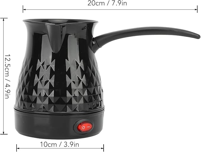 Fockety Turkish Coffee Maker, 600ml Capacity ABS Stainless Steel Turkish Greek Arabic Coffee Pot with Removable Handle, Electric Coffee Maker Machine Pot Warmer Kettle for Home, Tea, Coffee