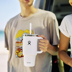Hydro Flask 32 Oz Travel Tumbler with Handle, Lid and Straw - Insulated Stainless Steel in White