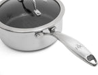 Hell's Kitchen Hybrid 2.5 Qt Saucepan and lid, Tri-Clad Stainless Steel and Nonstick Ceramic, PFAS Free, no PFOA, no PTFE, no Teflon, Non Toxic Cookware, Metal Utensil Safe, All Cooktops and Oven Safe