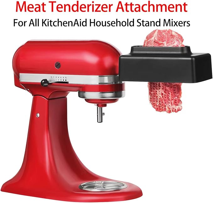Meat Tenderizer for KitchenAid Stand Mixer-Updated Stainless Steel Gears Meat Tenderizer Attachment for All Models KitchenAid, Sturdy and Last (Black)