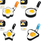4 Pack Egg Poachers Rings, Stainless Steel Egg Cooking Rings, Round Pancake Mold for Frying Eggs, Omelet and Muffins, Non-stick Fried Egg Mold Ring, 4 Shapes