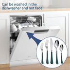 20-Piece Green Silverware Set 18/0 Stainless Steel Flatware Green Handle Cutlery Set Service for 4 Dinner Knives Forks Spoons Set Mirror Finish Dishwasher Safe