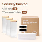 ComSaf 2.2 Qt Rectangle Glass Storage Containers with Lids, Glass Jars with Bamboo Lids, Clear Food Storage Jar, Tall Spaghetti Container, Pantry Storage Container for Pasta Flour Oats Nuts Rice