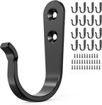 15PCS Wall Hooks for Hanging - Heavy Duty Coat Hooks for Wall, Coats, Backpacks - Black Metal Hooks for Hanging Wall - Wall Mounted Clothes Hooks for Hats, Towels, Clothing