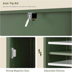 WEENFON Tall Bathroom Cabinet, Narrow Storage Cabinet with 6 Shelves & Drawer, Storage Cabinet with Adjustable Shelves, Tall Cabinet for Living Room, Home Office, Forest Green