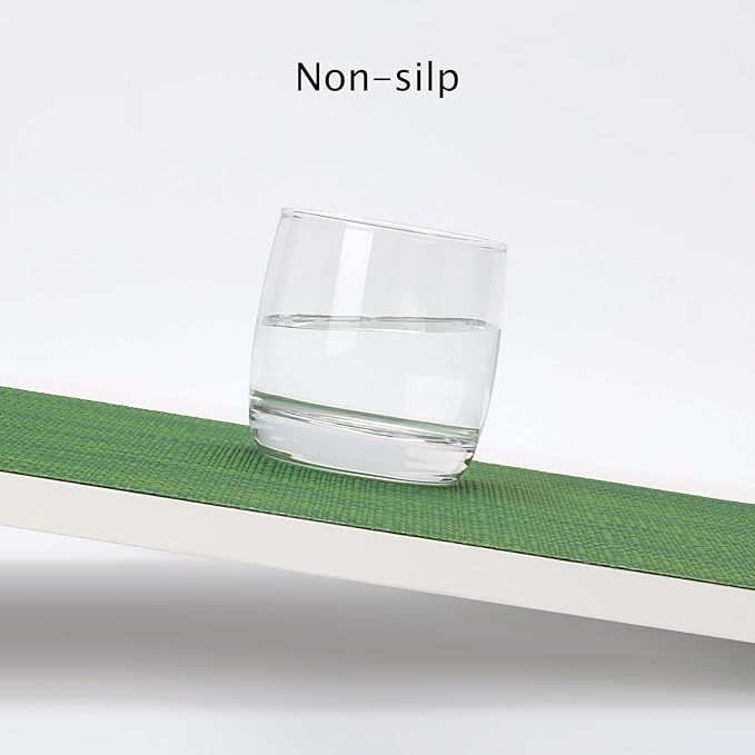 Myir JUN Placemats Set of 6, Vinyl Woven Placemats Place Mats Indoor Washable Table Mats Non-Slip Place mats for Dining Table (Dark Green, Set of 6)