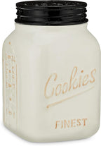 Young's Inc. Ceramic Cookie Jar - Cute Kitchen Counter Storage Canister with Lid - Perfect for Cookies, Coffee, Tea, Candy, Dog Treats, and More - Cookies Finest - Black, White