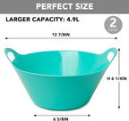 Tiawudi 2 Pack Snack Bowls (4.9L Large), Plastic Serving Bowls for Party, Large Bowls with Handles for Kitchen, Fruit, Cereal, Candy, Salad and Chip, Microwave Safe