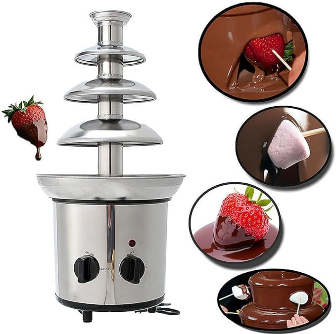 Chocolate Fountain Machine 4 Tier Electric Chocolate Fondue Fountain Machine 4-Pound Capacity for Chocolate Candy Butter Cheese