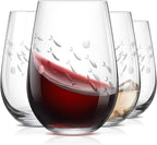 SHOSHIN Stemless Wine Glass, 18Oz Wine Glasses Set of 4, Hand Cut Premium Unique Wine Glasses, Crystal Wine Glass for Red and White Wine, Handmade Gifts for Women, Men and Friends