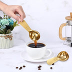 1 Gold Measuring Spoons (15 Ml) and 1 Tablespoons (30 Ml) Coffee Scoop for Ground Coffees, Stainless Steel Coffee Spoons Set Short Handle Tablespoon Measuring Spoon for Milk Tea Sugar Protein Brewin