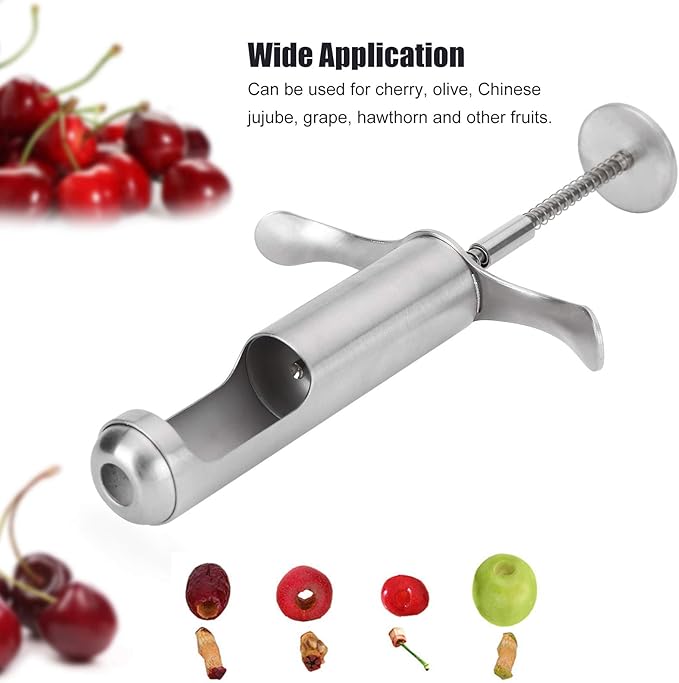 Cherry Pitter, Stainless Steel Fruit Pit Remover for Cherry Jam, Cherries Corer Pitter Tool for Home Kitchen, Pear, Cherry, Jujube and Red Date
