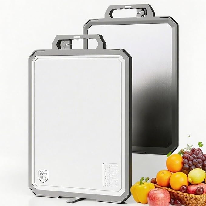 Extra Large Stainless Steel Cutting Board - Double Sided with Hidden Whetstone | Rust-Proof, Knife-Friendly Surface, BPA Free, Thickened & Non Slip | Dishwasher Safe 17x12 Inch