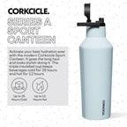 Corkcicle Sport Canteen Insulated Tumbler, Powder Blue, 32 oz – Reusable Water Bottle Keeps Beverages Cold for 25 Hours & Hot 12 Hours – Cupholder Friendly Tumbler with Screw-On Cap