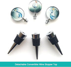 Wine Bottle Stoppers Stainless Steel Wine Stoppers with Decorative Art Glass, Wine and Beverage Bottle Corks for Gifts, Bar, Wedding, Holiday Party (Blue)