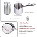 IMEEA Butter Warmer Turkish Coffee Pot Milk Warmer Pot Mini Saucepan with Spout 18/10 Tri-Ply Stainless Steel (10oz/300ml)
