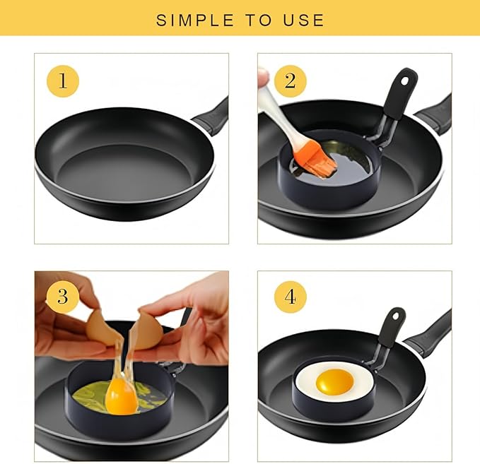 Pancake Batter Dispenser with Squeeze Handle for Precise Portion Control, Clear Measuring 4 Cup Batter Separator for Cookie Cake Waffles Muffin with 4 Egg Ring Molds