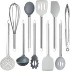 COOK WITH COLOR Silicone Cooking Utensils, Kitchen Utensil Set, Easy to Clean Silicone Kitchen Utensils, Cooking Utensils for Nonstick Cookware, Kitchen Gadgets Set, 10 Pieces, Grey Ombre