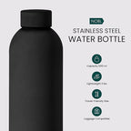NOBL Stainless Steel Water Bottle,17 oz, 500 ml, Double Wall Vacuum Insulation, Sealed Bottle Keeps Drinks Cold 24 Hrs & Hot 12 Hrs, Leak Proof, Fits Noble Carry-On Cup Holder - Black