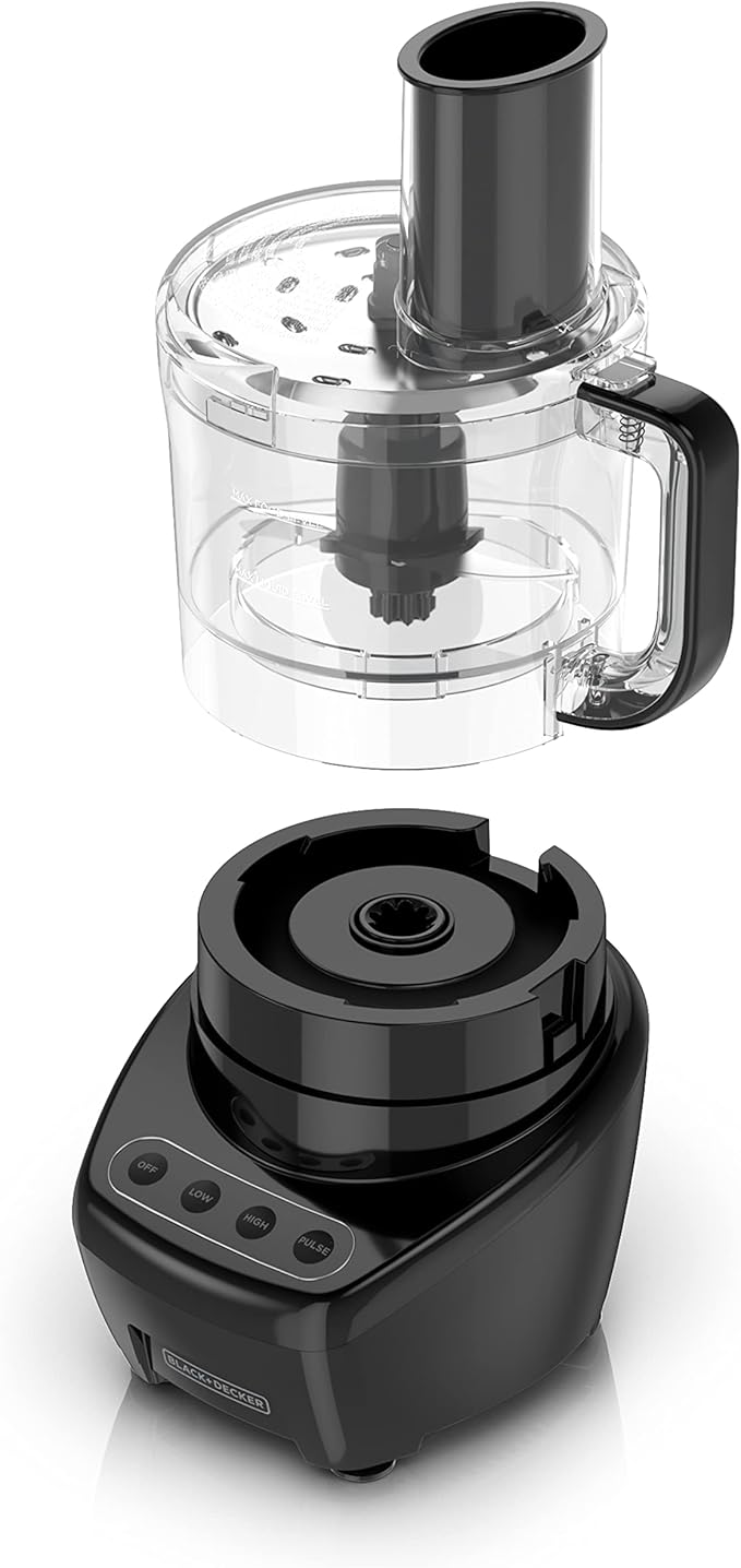 BLACK+DECKER Food Processor and Vegetable Chopper, Stainless Steel Blade, 8-Cup Capacity, 450W Power with Attachments to Shred, Slice, Mince, Grind, and Puree