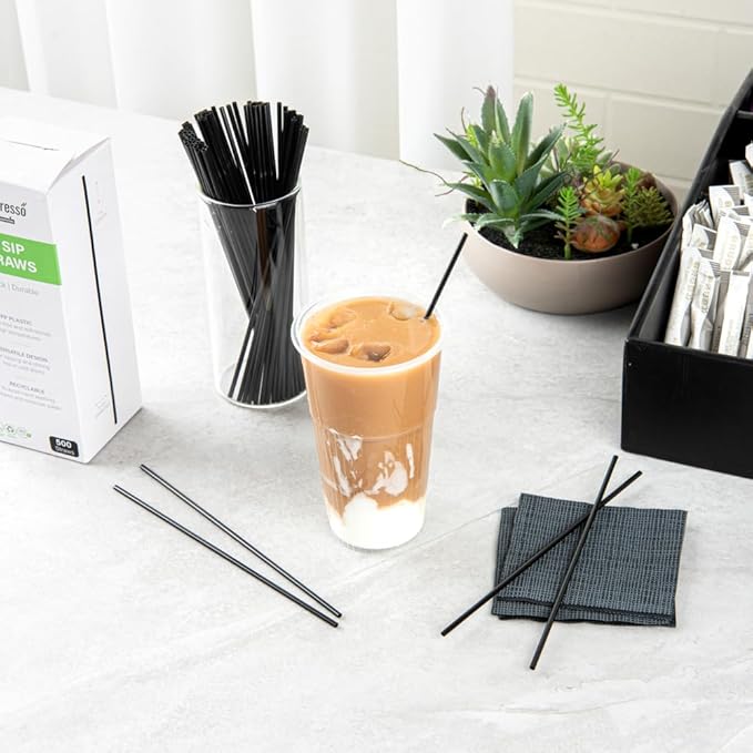 Restaurantware Restpresso 7 Inch Cocktail Stirrers 500 Disposable Coffee Stirring Rods - Premium Odorless Black Plastic Stirrers For Coffee For Hot And Cold Drinks For Bars Or Offices