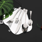 JASHII 20-piece Silverware Flatware Set Vintage Carved Floral Pattern Eating Utensils Stainless Steel Knife Fork Spoon Set Mirror Polished Dishwasher Safe - Silver