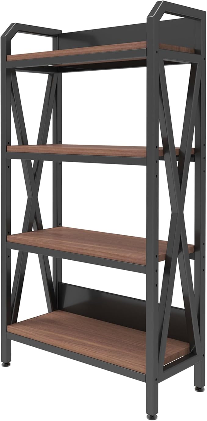 KEIKI 4-Tier Kitchen Bakers Rack with Storage, 56.3'' Microwave Stand, Bookcase Shelf Adjustable Shelves Freestanding, Bakers Rack for Kitchen, Garage, Pantry, Bathroom