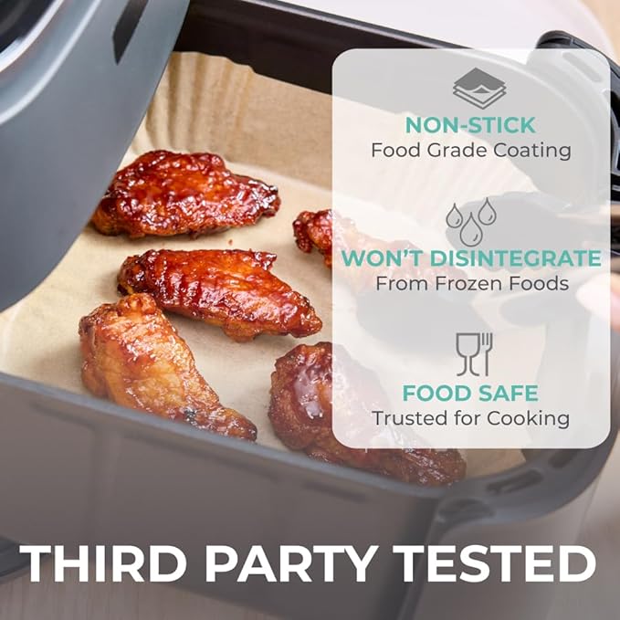 KITCHEN GENIE BPA-Free Air Fryer Liners Disposable, 100 PCS, Non-Stick Oil Proof Parchment Paper Sheets for Easy Clean Cooking, Fits 5-8 QT Basket, Microwave, Toaster Oven, Free of Bleach, 8 In Round