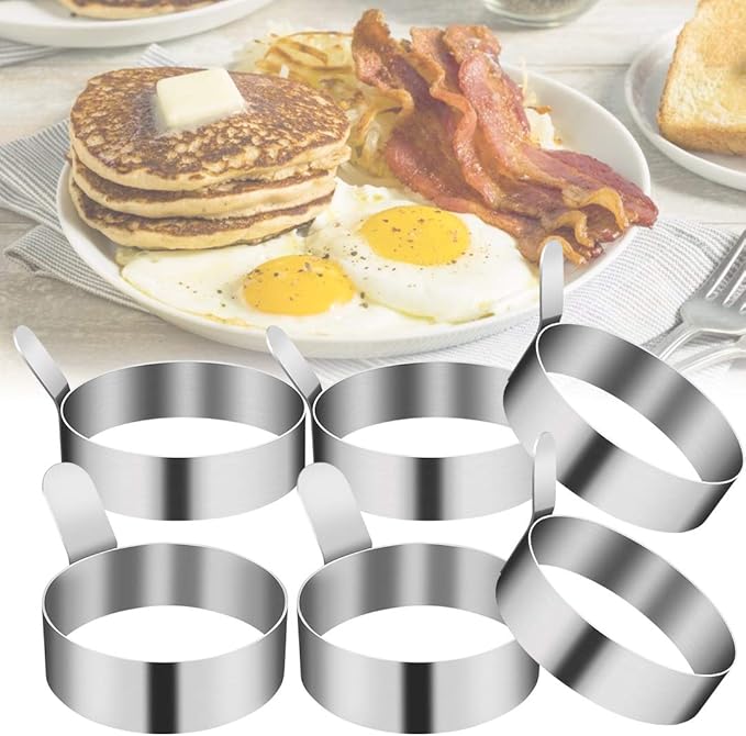 4/6 Pack Egg Ring, 3 Inch Egg Cooking Ring Non Stick Stainless Steel Egg Rings for Frying Eggs Pancake Sandwich Cooking Beefsteak Griddle Kitchen Gadgets for Breakfast