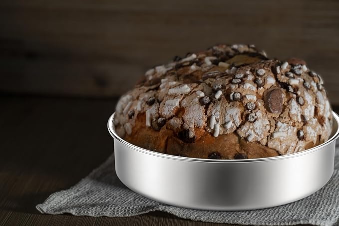 Leonyo 8Inch Round Cake Pans 2 Pack, Stainless Steel Circle Layer Cake Baking Pans Set, Metal Round Baking Tins for Wedding Party, Dishwasher Oven Safe