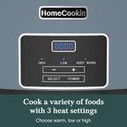 HOMECOOKIN 6-Quart Programmable Slow Cooker with Timer - Small Kitchen Appliance for Family Dinners - Serves 6+ People - Heat Settings: Keep Warm(Blue)