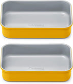Caraway Nonstick 9” x 6.5” Small Rectangle Baking Pan Duo – Non-Toxic, PTFE & PFOA Free – Aluminized Steel Core – Deep Ceramic Baking Pan for Casseroles, Lasagna & More - Marigold