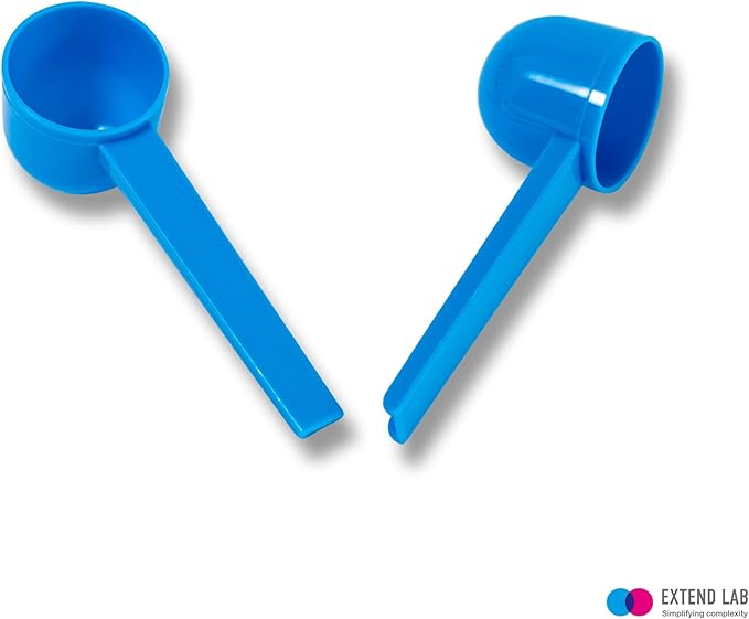 5g Plastic Measuring Spoons (10ml) – Pack of 5 mini Scoops for Protein Poweder, Creatine, Coffee, Lab, Baking, Laundry, Canisters, Dry Goods – 1 Teaspoon Measuring Spoons (tsp), Blue