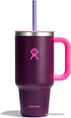 Hydro Flask 32 Oz Travel Tumbler with Handle, Lid and Straw - Insulated Stainless Steel in Sugarplum