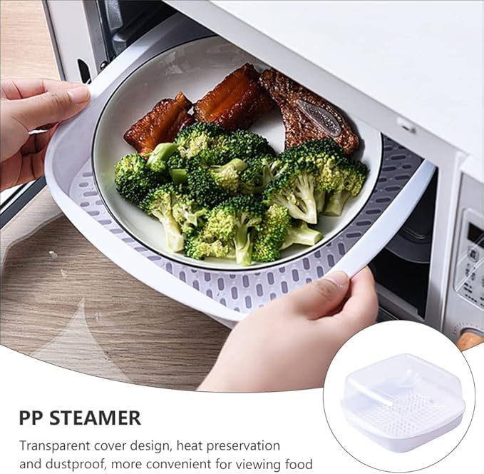 Microwave Cookware Steamer Fish Veggie Steamer Vegetable Steam Cooker Oven Container with Removable Strainer Steam Vent Lid