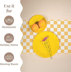 Folkulture Table Runner | Table Runners 108 inches Long | Checkered Table Runner for Farmhouse Decor or Boho Decor | Yellow Table Runners for Dining Room Table Decor | Table Decorations for Party