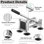 French Fry Cutter, Manual Potato Cutter with 1/2-inch and 3/8-inch blades for cutting potatoes and vegetables