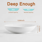 Jassceram Pasta Bowls Set of 4, 9.84 Inch 50oz Large Ceramic Salad Soup Bowls - Porcelain Serving Bowls for Kitchen & Restaurant, Microwave & Dishwasher Safe, White