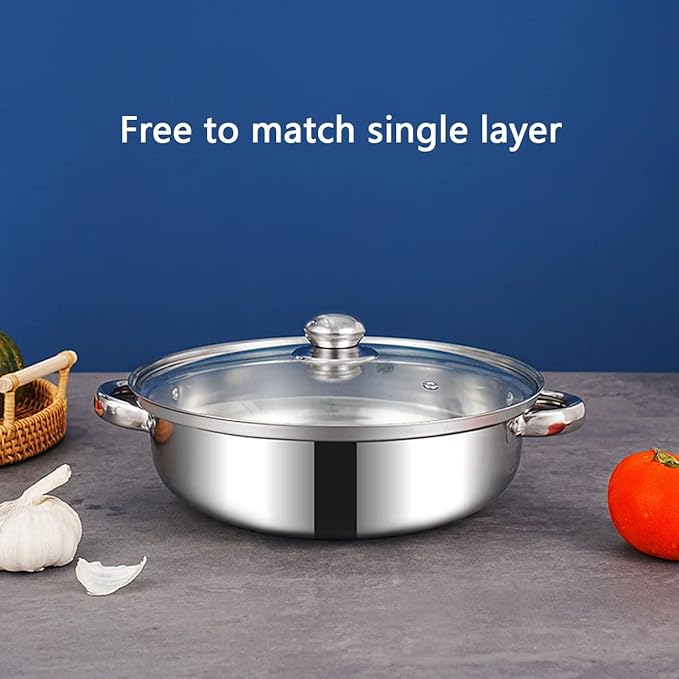 Steamer Pot for Cooking 5.0-Quart Steam Pot with Lid 2-tier Multipurpose Stainless Steel Steaming Cookware with Handle for Vegetable, Soups, Stews and Pasta