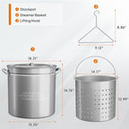 ROVSUN 50-Quart Stainless Steel Turkey Fryer & Seafood Boil Pot with Basket, Lid & Hook, Large Stock Pot for Outdoor Cooking of Turkey, Crawfish, Crab, Lobster & Shrimp