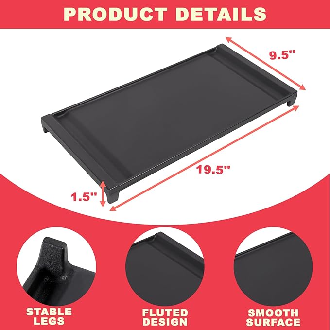 DcYourHome WB31X24738 Cast Iron Griddle for GE Stove Cooktop AP5986291 WB31X24998, Stove Griddle Replacement Parts for ge Appliance Gas Range JGS760SP4SS JGB660SP1SS JGBS66REKSS,Stove Top Center Plate