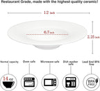 Ceramic Wide Rimmed Soup Plate, Soup Bowl 14 oz, Pasta Bowl Set of 4, White Shallow Bowl Plate with Rim, Best choice for high-end restaurants, hotels, and foodies, 12 Inch
