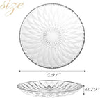 WHJY 6 Inch Clear Glass Plates 4 Pack Vintage Dinnerware Set Transparent Diamond Textured Dinner Plates for Home Party Wedding Crystal Glass Dishes for Fruit Salad Appetizer Dessert