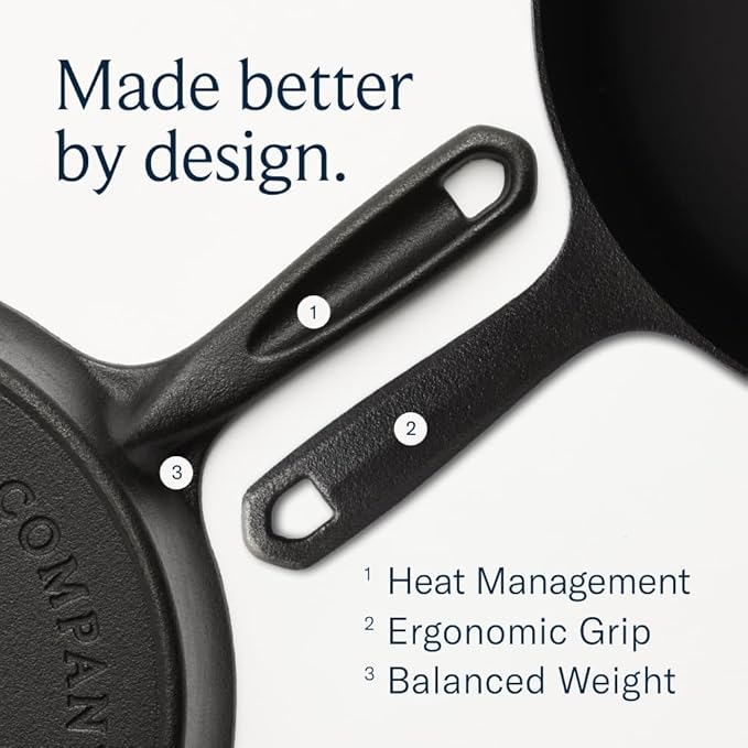 Field Company 10.25-Inch Cast Iron Skillet – Pre-Seasoned Frying Pan for Searing, Baking & Everyday Cooking, Lighter & Easy to Handle, Smooth, Made in USA (No.8, 2–4 Servings)