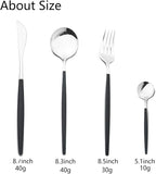 JASHII Flatware Serving Set 24 Piece, Stainless Steel Silverware Set, Titanium Black Silver Cutlery Set, Modern Elegant Tableware Set for Party, Christmas, Dinner (Black Silver)