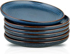 HVH Porcelain Dinner Plates Set of 6, 10.25 inch Ceramic Plates Set, Large Dinner Plates Set for Dinner, Salad, Ceramic Dinner Plates, Healthy Dinner Plates Set of 6, Farmhouse Style (Black)