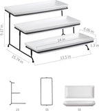 Gomakren 3 Tier Serving Trays Stand 14 Inches Serving Platters Rectangular Large Serving Plates for Party Display Set Collapsible Sturdier Rack, Christmas Serving Trays and Platters