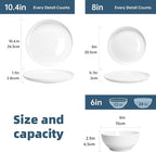 12-Piece Dinnerware Set for 4, White Porcelain Plates and Bowls, Chip Resistant Dishwasher Microwave Safe